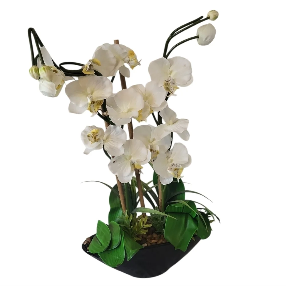 Artificial White Orchid Arrangement – Elegant Everlasting Beauty